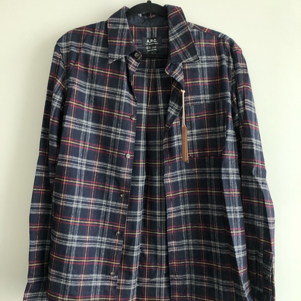 A.P.C. Casual Wool-blend Button Down Shirt NEW